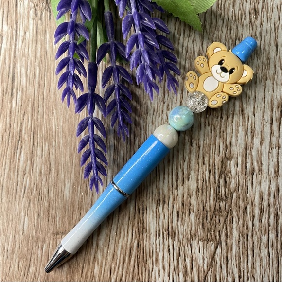 Writing Pen Owl Frog Cow Artisan Beaded Silicone Gift Custom Handcrafted Office - Picture 8 of 8